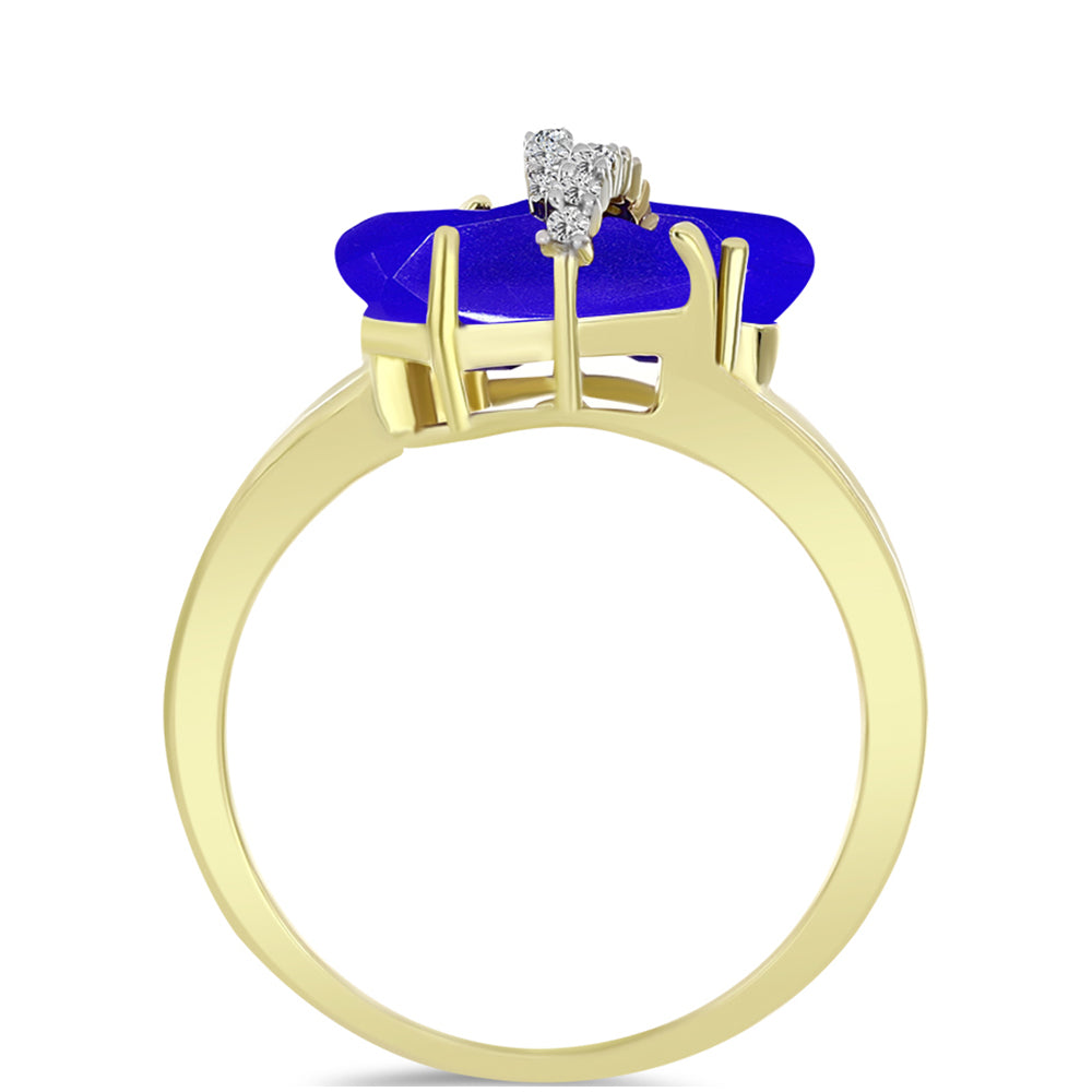 Goldplattierter Silberring mit blauem Achat und weißem Topas 2 