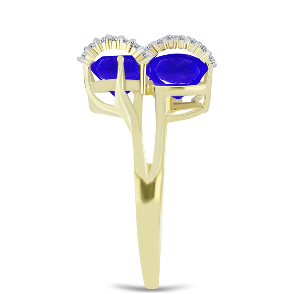 Goldplattierter Silberring mit blauem Achat und weißem Topas 4 