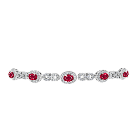 Silberarmband mit Rubin aus Madagaskar und weißem Topas