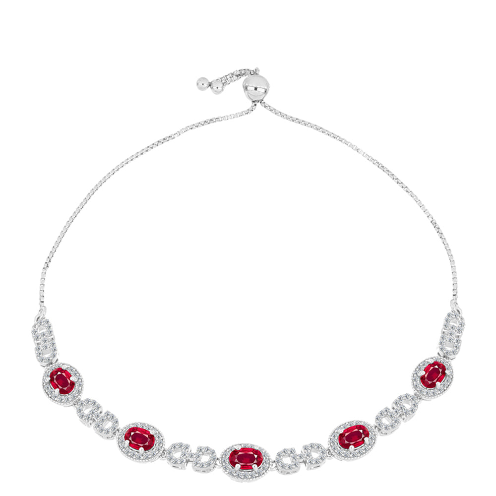 Silberarmband mit Rubin aus Madagaskar und weißem Topas 1 