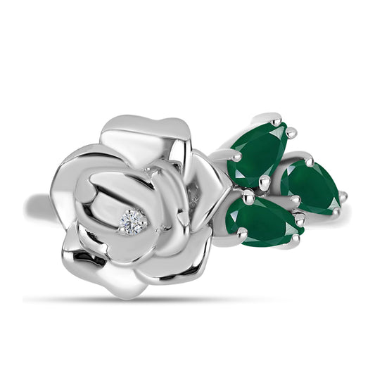 Silberring mit grünem Chalcedon und weißem Topas