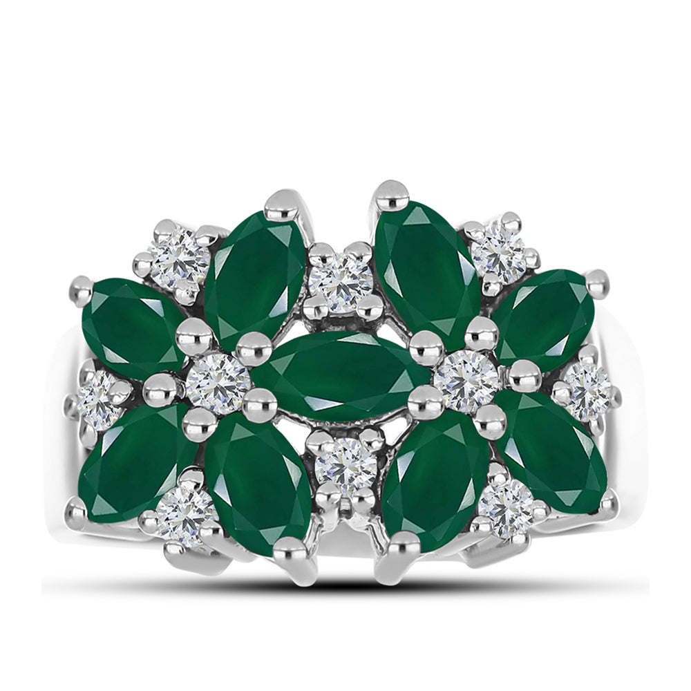 Silberring mit grünem Chalcedon und weißem Topas 1 