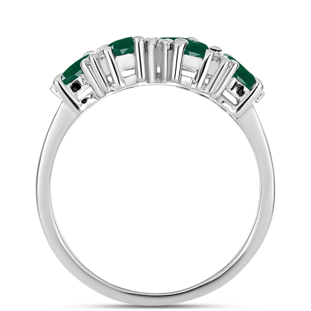 Silberring mit grünem Chalcedon und weißem Topas