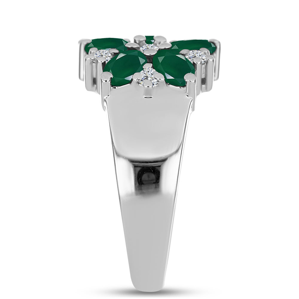 Silberring mit grünem Chalcedon und weißem Topas