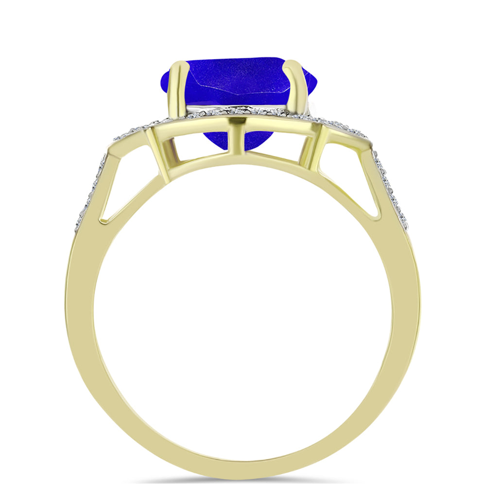 Goldplattierter Silberring mit blauem Achat und weißem Topas