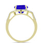 Goldplattierter Silberring mit blauem Achat und weißem Topas