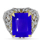 Goldplattierter Silberring mit blauem Achat und weißem Topas