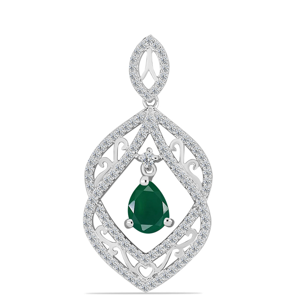 Silberanhänger mit grünem Chalcedon und weißem Topas