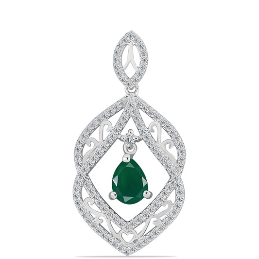 Silberanhänger mit grünem Chalcedon und weißem Topas