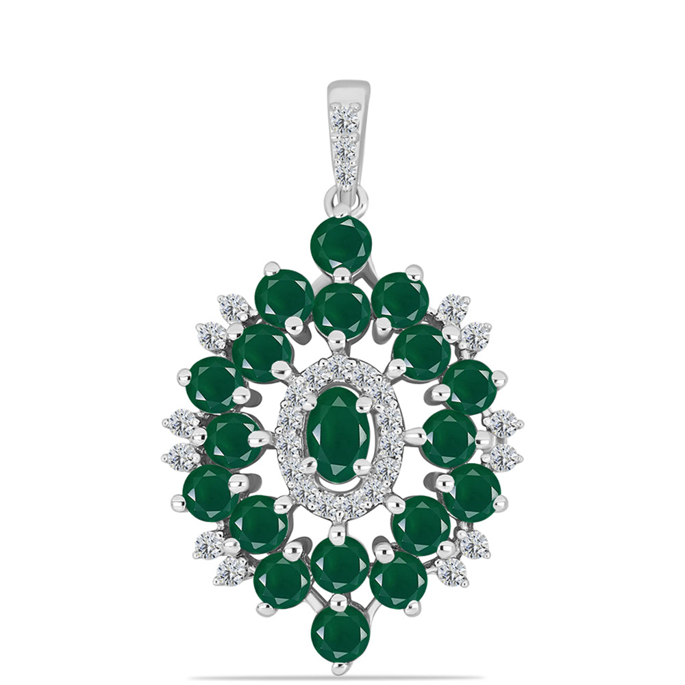 Silberanhänger mit grünem Chalcedon und weißem Topas