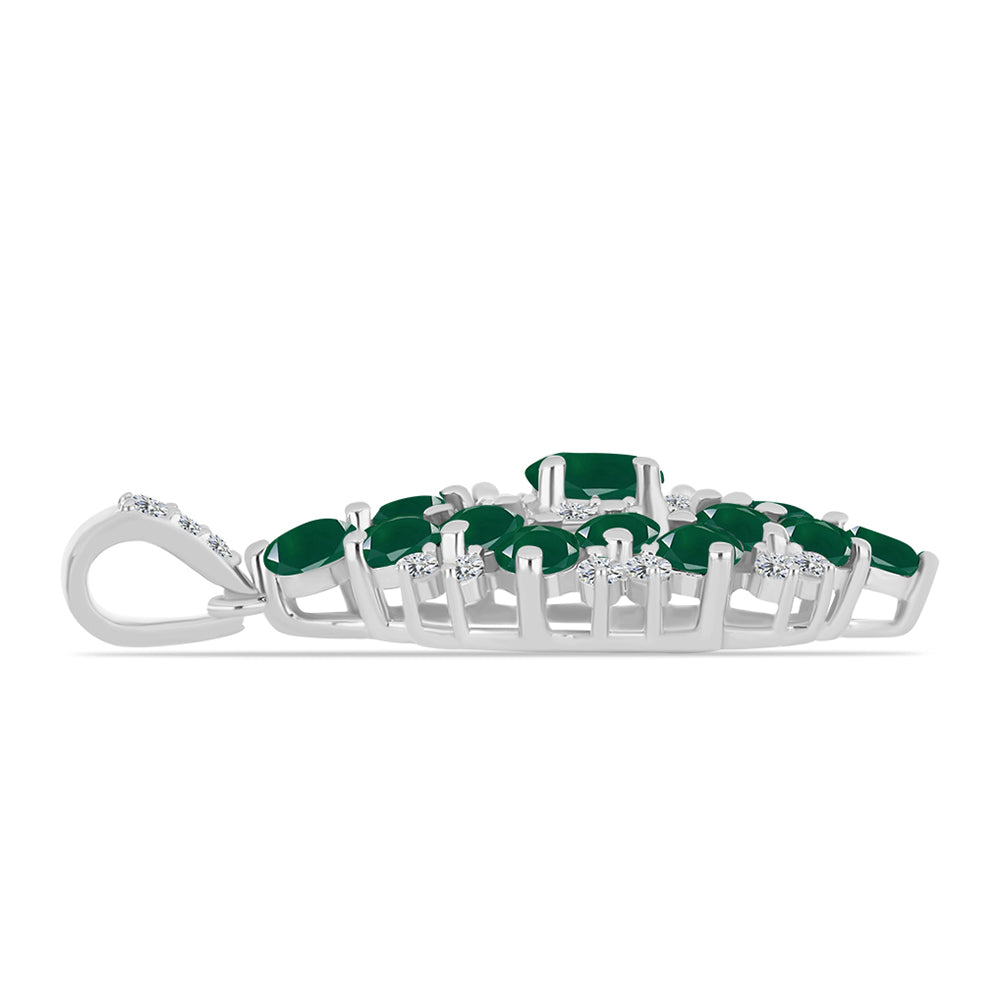 Silberanhänger mit grünem Chalcedon und weißem Topas 2 