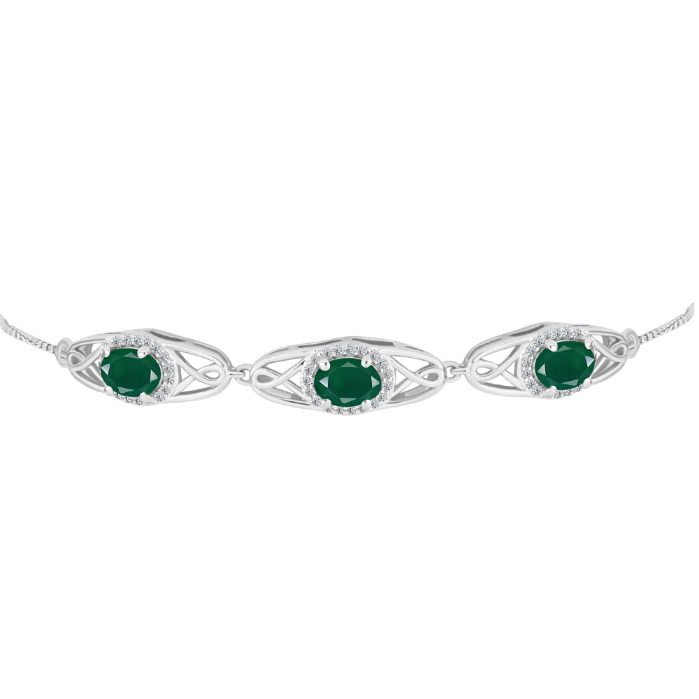 Silberarmband mit grünem Achat aus Spruce Pine und weißem Topas