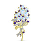 Goldplattierte Silberbrosche mit Regenbogenmondstein und marokkanischem Amethyst
