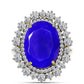 Goldplattierter Silberring mit blauem Achat und weißem Topas