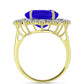 Goldplattierter Silberring mit blauem Achat und weißem Topas