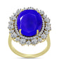 Goldplattierter Silberring mit blauem Achat und weißem Topas