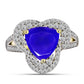 Goldplattierter Silberring mit blauem Achat und weißem Topas