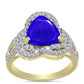 Goldplattierter Silberring mit blauem Achat und weißem Topas