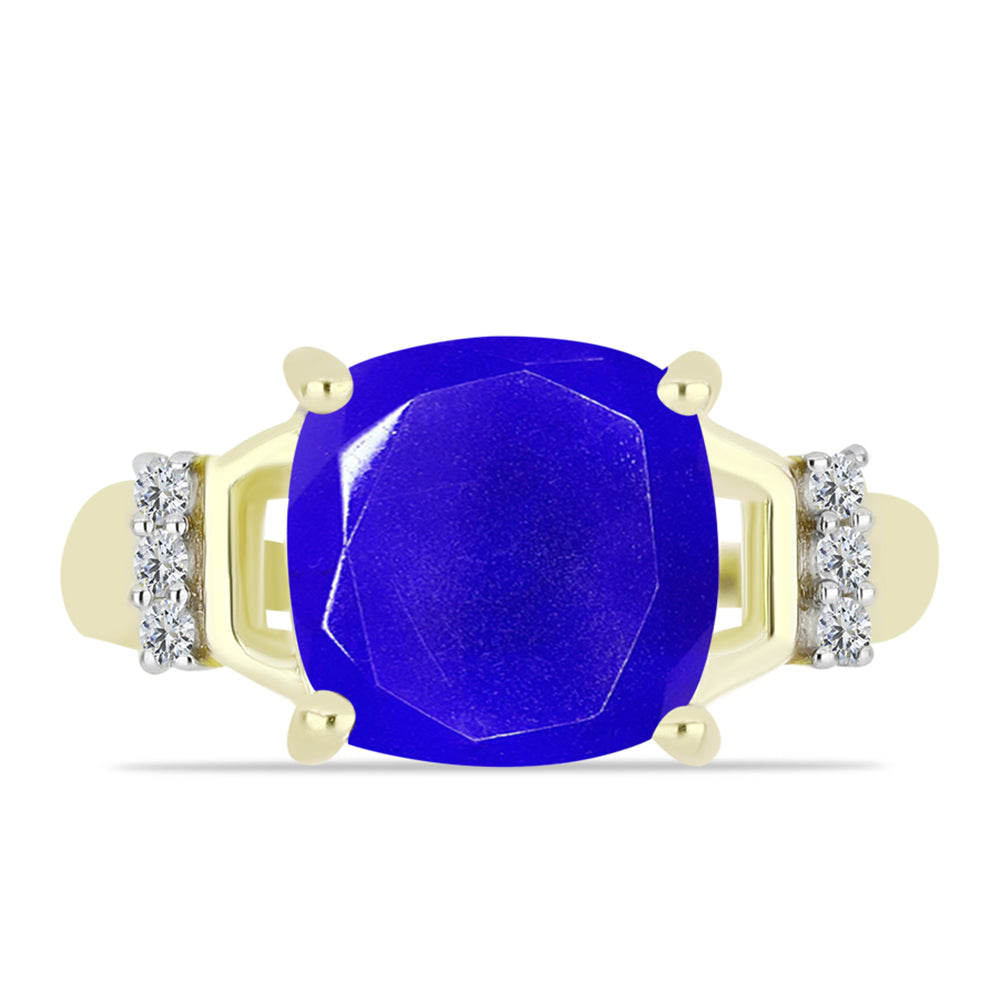 Goldplattierter Silberring mit blauem Achat und weißem Topas 1 