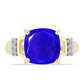 Goldplattierter Silberring mit blauem Achat und weißem Topas