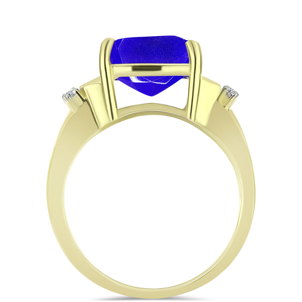 Goldplattierter Silberring mit blauem Achat und weißem Topas 2 