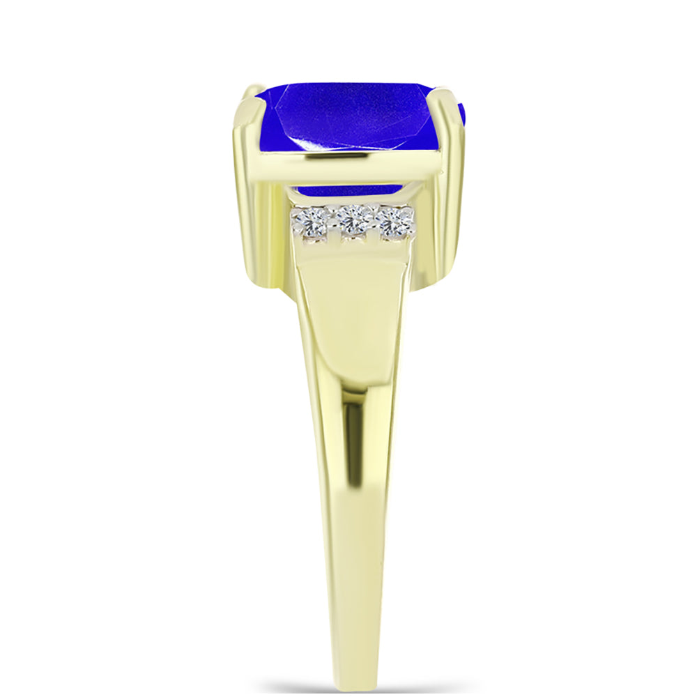 Goldplattierter Silberring mit blauem Achat und weißem Topas