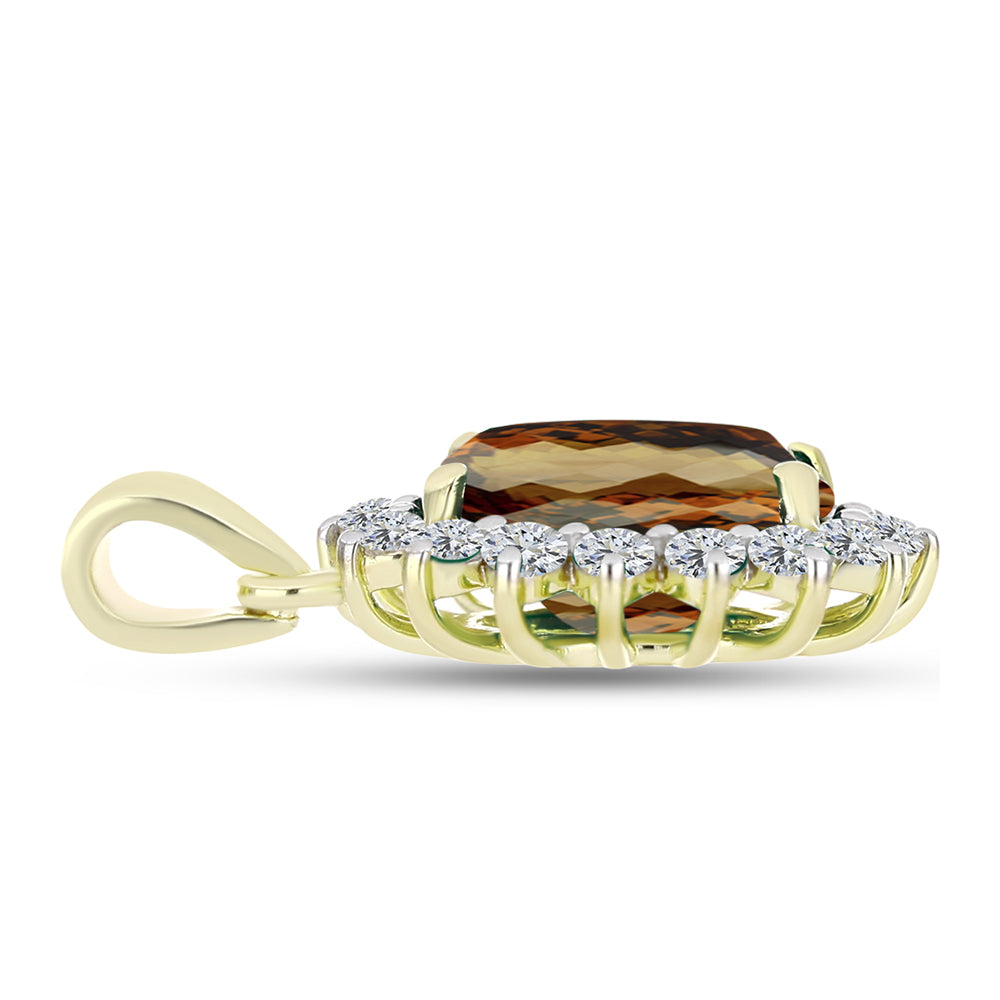 Goldplattierter Silberanhänger mit Cognac-Quarz und weißem Topas 2 