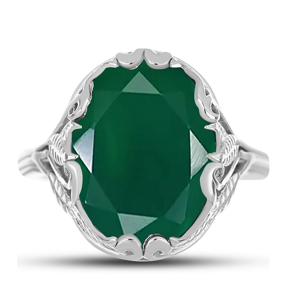 Silberring mit grünem Chalcedon