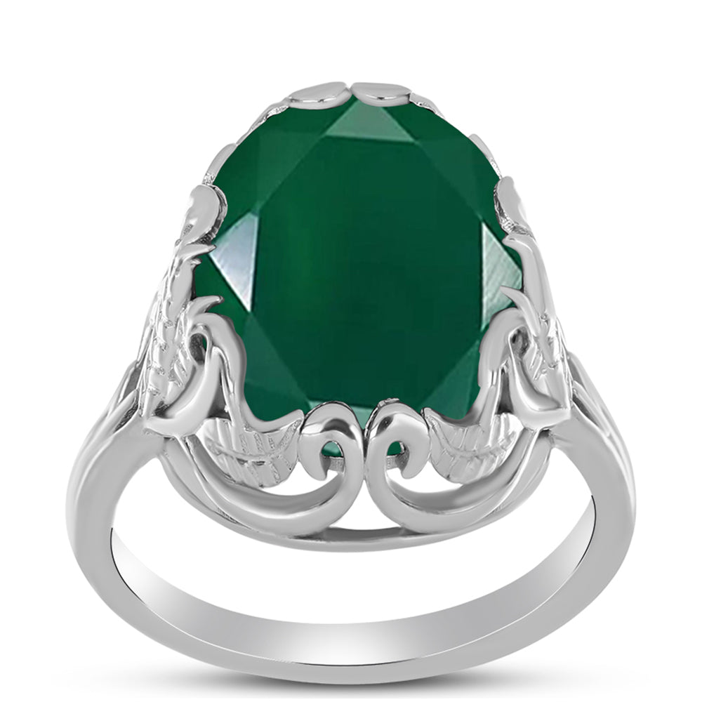 Silberring mit grünem Chalcedon 3 