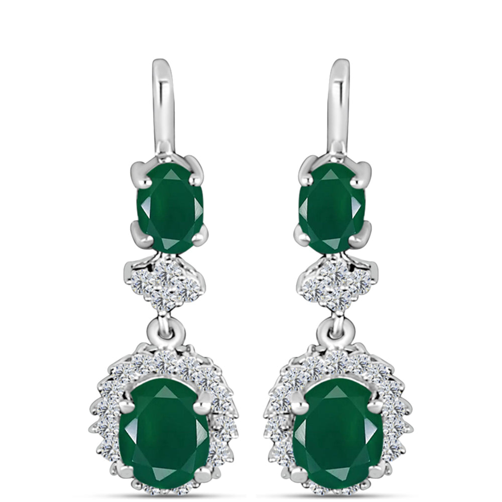 Silberohrringe mit grünem Chalcedon und weißem Topas 1 