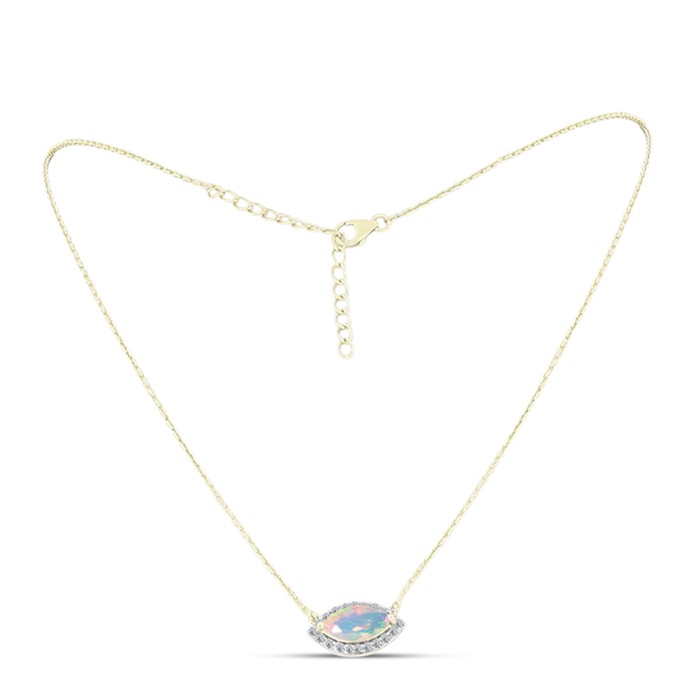 Goldplattierte Silberhalskette mit Welo-Opal und weißem Topas 1 