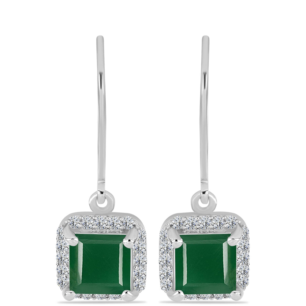 Silberohrringe mit grünem Chalcedon und weißem Topas