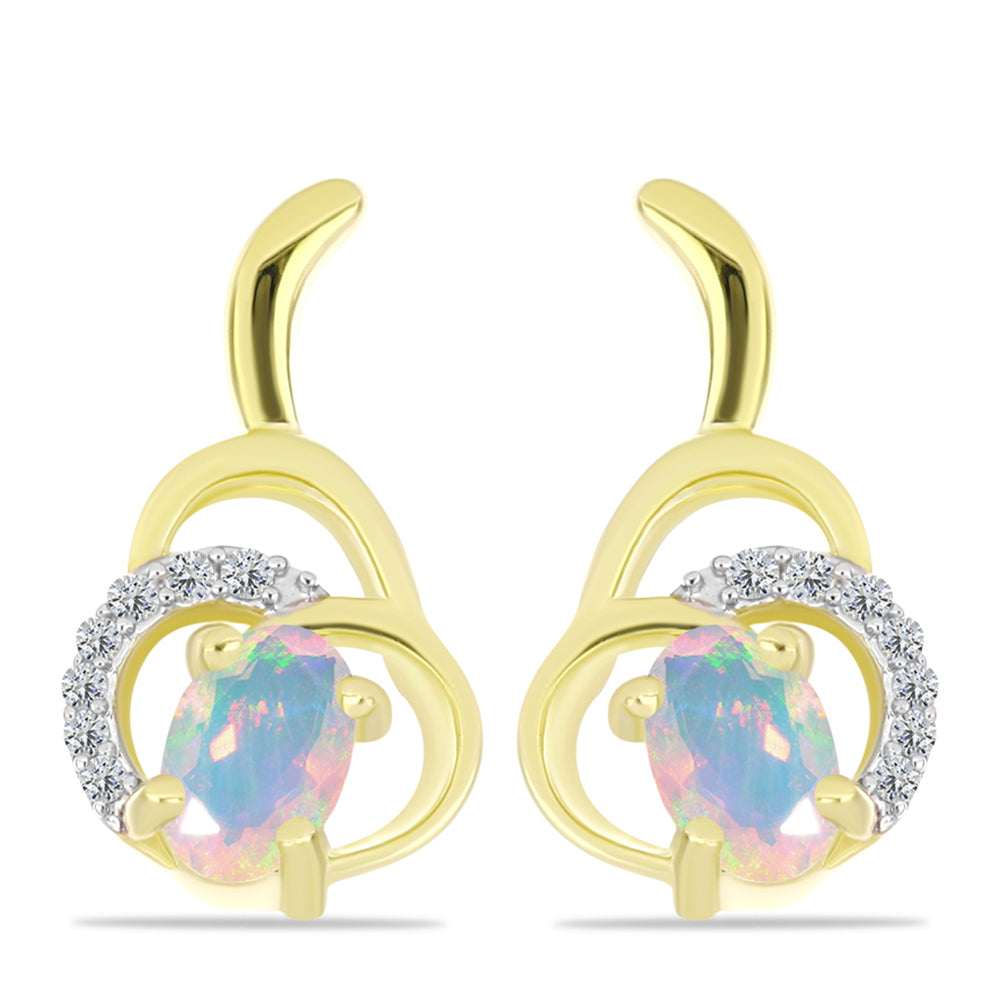 Goldplattierte Silberohrringe mit Welo-Opal und weißem Topas 1 