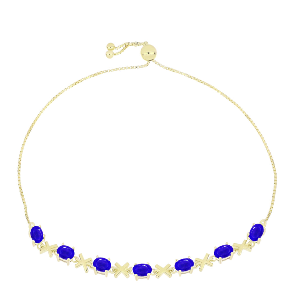 Goldplattiertes Silberarmband mit blauem Achat 1 