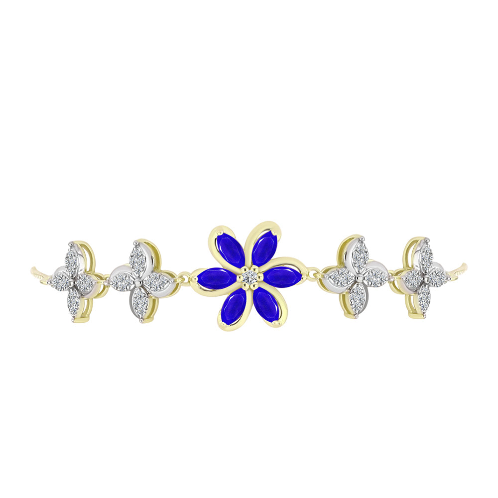 Goldplattiertes Silberarmband mit blauem Achat und weißem Topas 2 