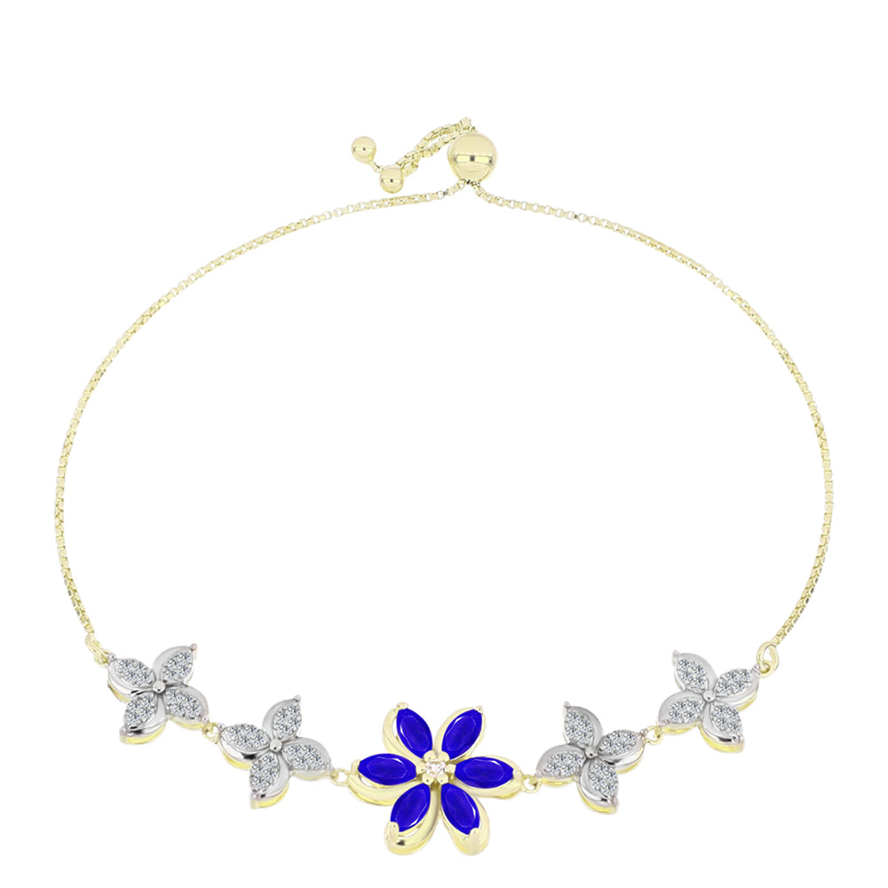 Goldplattiertes Silberarmband mit blauem Achat und weißem Topas