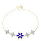 Goldplattiertes Silberarmband mit blauem Achat und weißem Topas