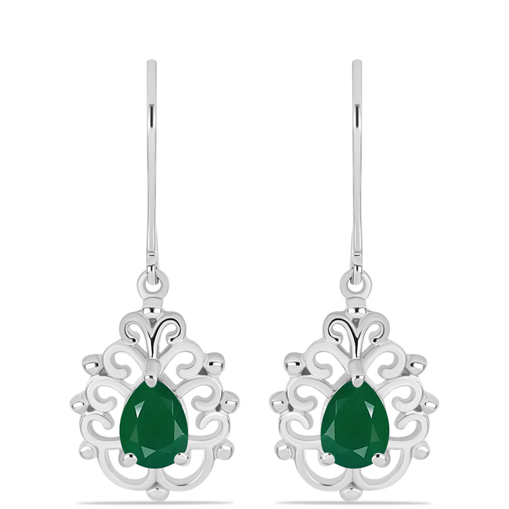 Silberohrringe mit grünem Chalcedon