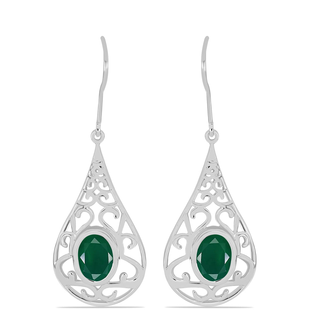 Silberohrringe mit grünem Chalcedon 1 