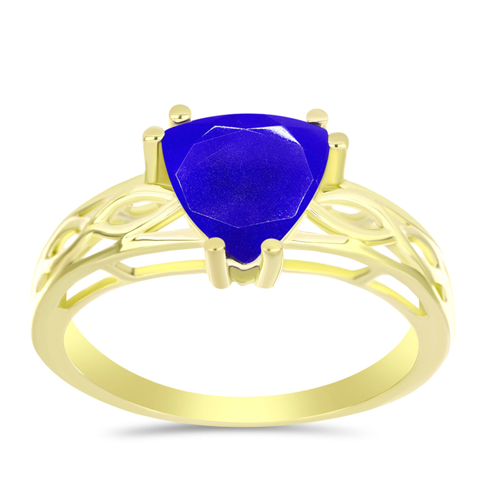 Goldplattierter Silberring mit blauem Achat