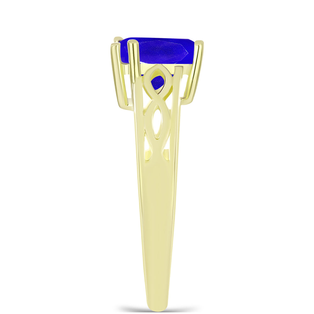 Goldplattierter Silberring mit blauem Achat 4 