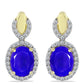 Goldplattierte Silberohrringe mit blauem Achat und weißem Topas