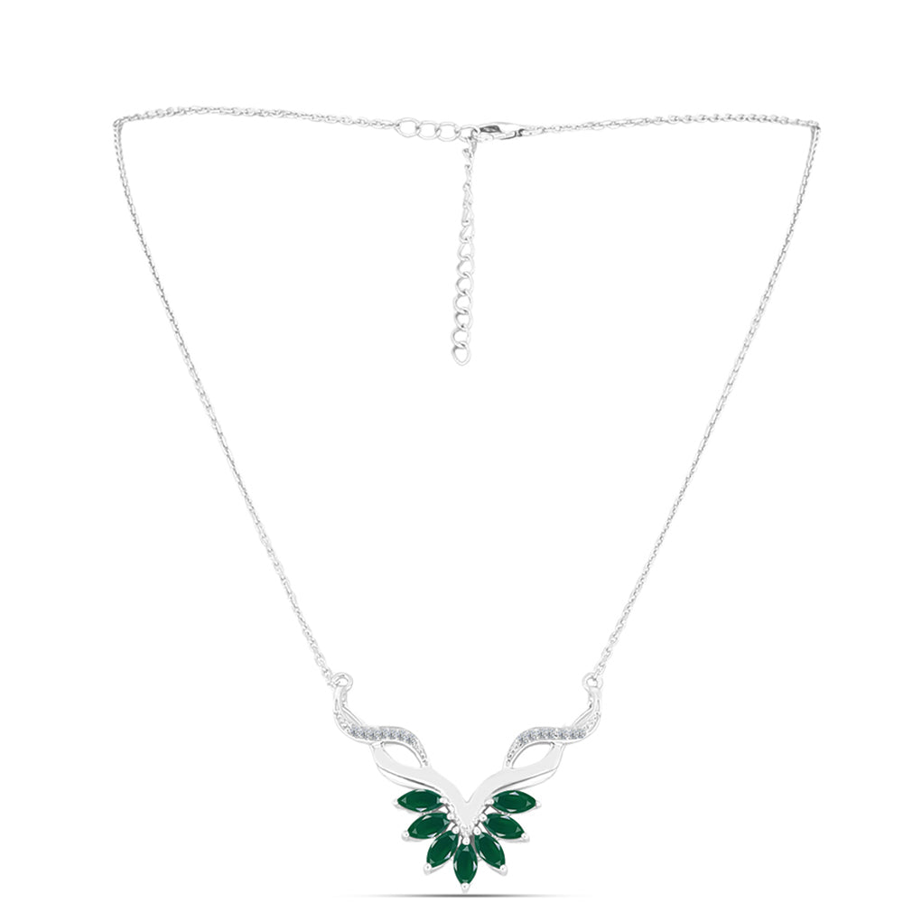 Silberhalskette mit grünem Chalcedon und weißem Topas 1 