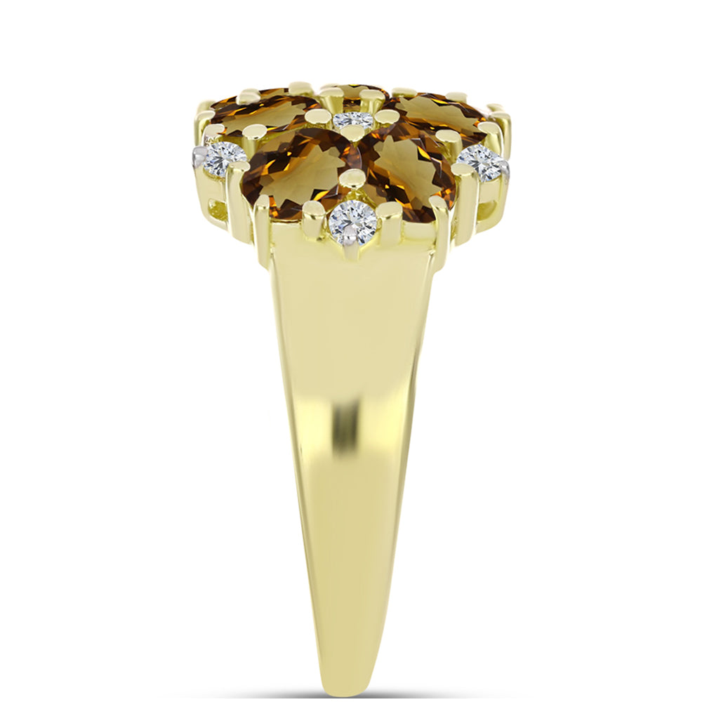 Goldplattierter Silberring mit Cognac-Quarz und weißem Topas 4 