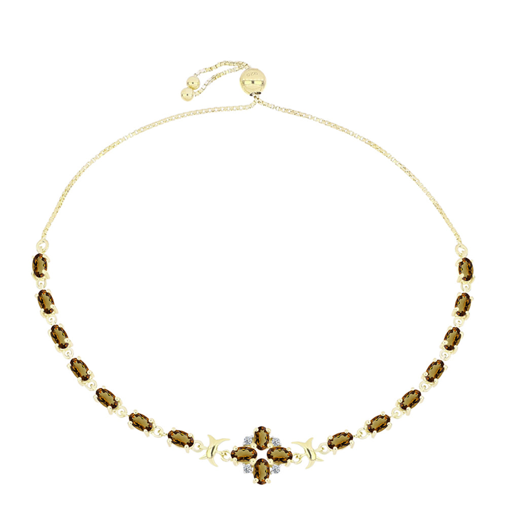 Goldplattiertes Silberarmband mit Cognac-Quarz und weißem Topas 1 