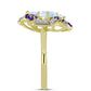 Goldplattierter Silberring mit Regenbogenmondstein und marokkanischem Amethyst