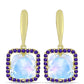 Goldplattierte Silberohrringe mit Regenbogenmondstein und marokkanischem Amethyst