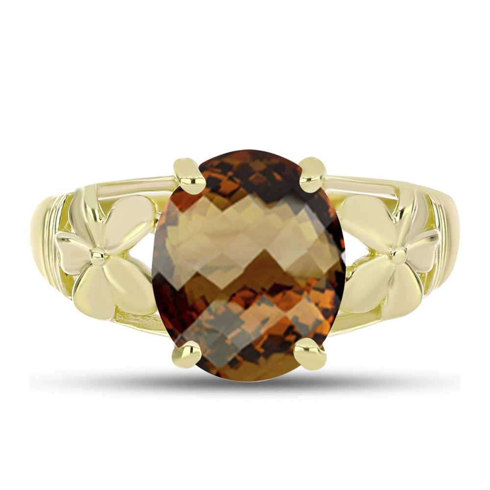 Goldplattierter Silberring mit Cognac-Quarz 1 
