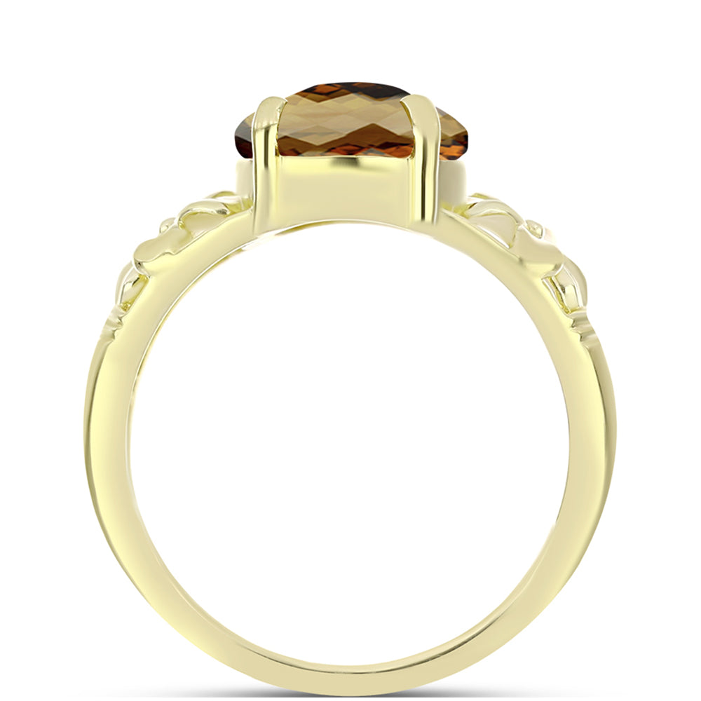 Goldplattierter Silberring mit Cognac-Quarz