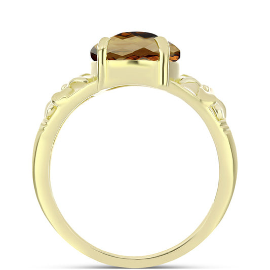 Goldplattierter Silberring mit Cognac-Quarz